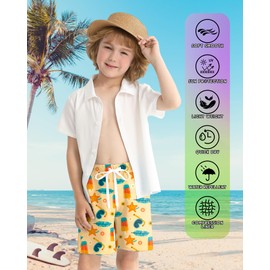 Ghteas Toddler Boy Swim Trunks Compression Liner Boys Bathing Suit Kids Boys Swimsuit Stretch Swimming Shorts Pocket Cute Swim Trunks Boy 6 7 Colorful