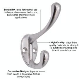 EAI Hat Coat & Robe Hook - Satin Chrome - Pack of 4