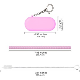 Biiange 4 Set Silicone Straws, Reusable Straws Travel, with 4 Carry Pouch 4 Cleaning Brushes Portable Drinking Straws, for Party Travel Cold or Hot Straw (Multicolor)