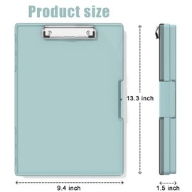 Hnogri Clipboard with Storage, Folder Nursing Clipboards Side Opening, Heavy Duty Clipboard with Dual Compartment Storage Box, Smooth Writing for Work, Office Supplies, School Supplies(Green)