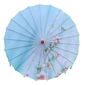 AEAOA Patterned Bamboo Cloth Parasol Umbrella with Tassel Pendent Floral Chinese Japanese Art Classical Dance Umbrella for Wedding Parties Photography Costumes (Style B)