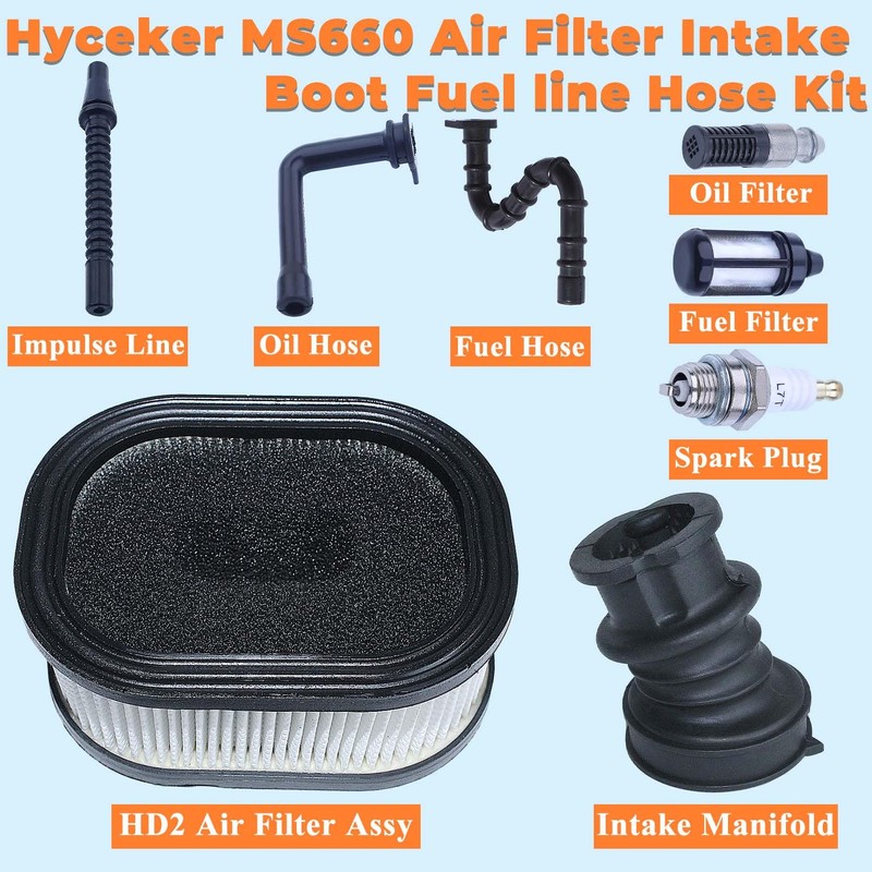 Hyceker MS660 Air Filter Intake Boot Fuel line Hose Kit