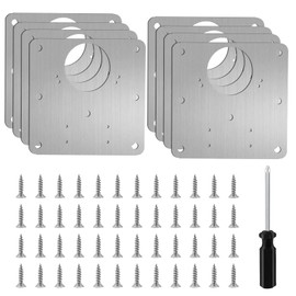 8 PCS Cupboard Hinge Repair Plate Kit, Stainless Steel Cabinet Door Fixing Plates with 48 Screws & Screwdriver, Kitchen Wardrobe Furniture Hinge Repair Brackets