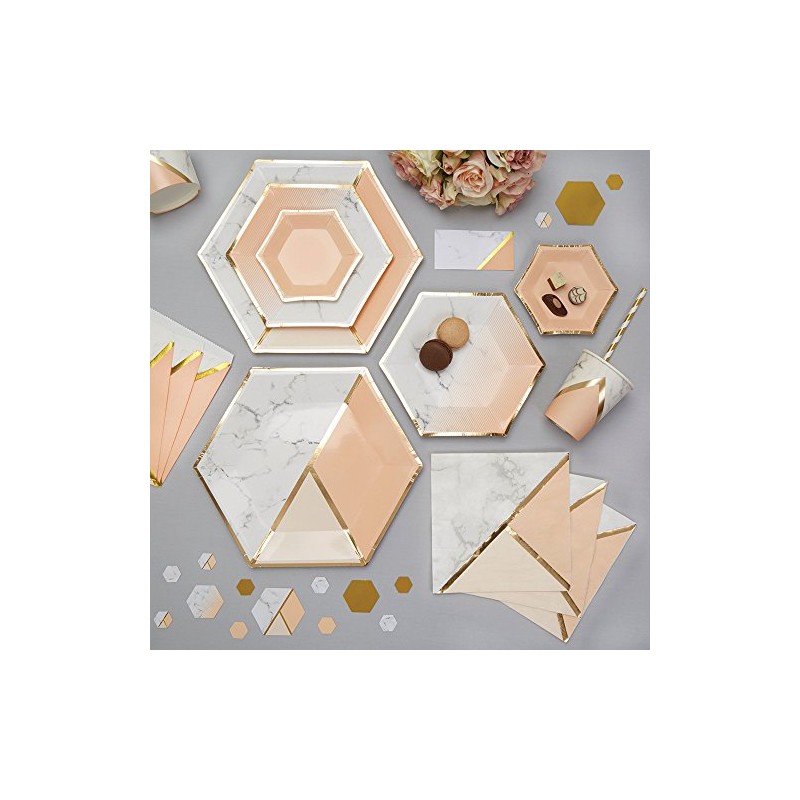 Neviti 772843 Colour Block Marble Plate, Peach, Medium