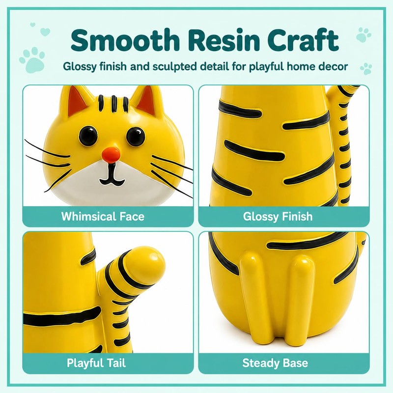 2 Pcs Quirky Cat Vases, Whimsical Resin Kitty Flower Vases,
