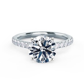 VOLVIROS Engagement Ring 2 CT Center Moissanite Engagement Rings for Women Platinum Plated Silver, Metal, Moissanite