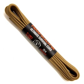 Atwood Rope MFG Parapocalypse Paracord 7-Strand Core with Fire Starter Waxed Jute, 10lb Mono Fishing Line, Dyna-x, and Kevlar Cord 625lb Test (Tan, 25)