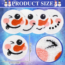 Whaline 4Pcs Christmas Tufted Coaster Xmas Snowmen Drink Coaster Christmas Winter Holiday Tufted Cup Mat Pad for Drinks Car Kitchen Desk Home Accessories Christmas Decor
