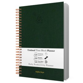 Undated Daily Planner - Time Blocking & ADHD Planner. To Do List, Hourly Schedule, Daily and Monthly Agenda. Designed for Time Management & Productivity. Spiral-Bound Notebook. 200 Pages, A4.