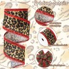 Whaline Leopard Print Wired Edge Ribbon Craft Ribbons Red Lace