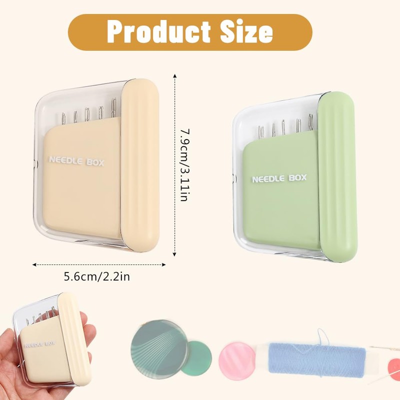 Sewing Needle Case 2Pcs, Plastic Magnetic Pin Holder Portable Travel