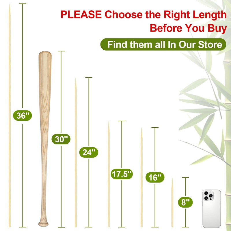 Extra Long 24" Bamboo Smores Sticks (150 Pcs), Marshmallow Roasting