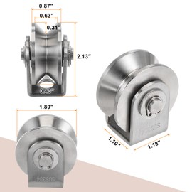 HARFINGTON 2pcs 1.9" V Groove Wheel Sliding Gate Caster, Rigid Caster Wheels with Bracket for Inverted 0.63" V-Track, 661 lbs Capacity Per Wheel, for Garage Door, Lifting, Industrial Machine
