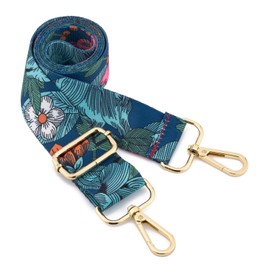 ZOOEASS Wide Shoulder Strap, Guitar Style Adjustable Purse Strap with Gold Buckle Replacement Woven Crossbody Straps for Handbags((3.8CM) Flower3)
