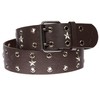 Double Prong Star Studs and Grommets Leather Belt, Brown |