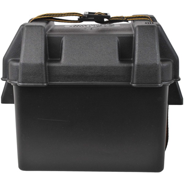 attwood 9082-1 U1 Small Series 16 Vented Marine Boat Battery Box with Mounting Kit and Strap, Black, One Size