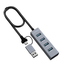 HumbleByte 4-Port USB 3.0 Hub,Aluminum USB Port Extender, 2 Ft Long Cable, 5Gpbs Data Transfer, Gray, for Windows PC, Laptop, MacBook, MAC, Mobile HDD, Mouse, Keyboard, Flash Drive,and More...