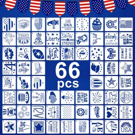 66 Pack Patriotic Stencils, 250 4th of July Stencils for Painting, Crafts DIY Canvas, Cookie, Face Decor – 3 Inch Reusable USA Independence Day Stencil