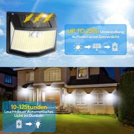 Solar Light Outdoor Motion Sensor 248 LED Solar Outdoor Spotlight with Motion Sensor 3 Modes 270° Lighting Security Wireless IP65 Waterproof for