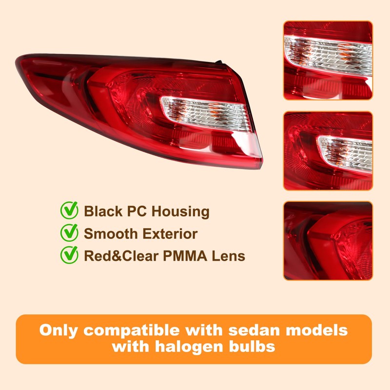 PIAOYUE- For 2015 2016 2017 Hyundai Sonata Sedan Outer Tail