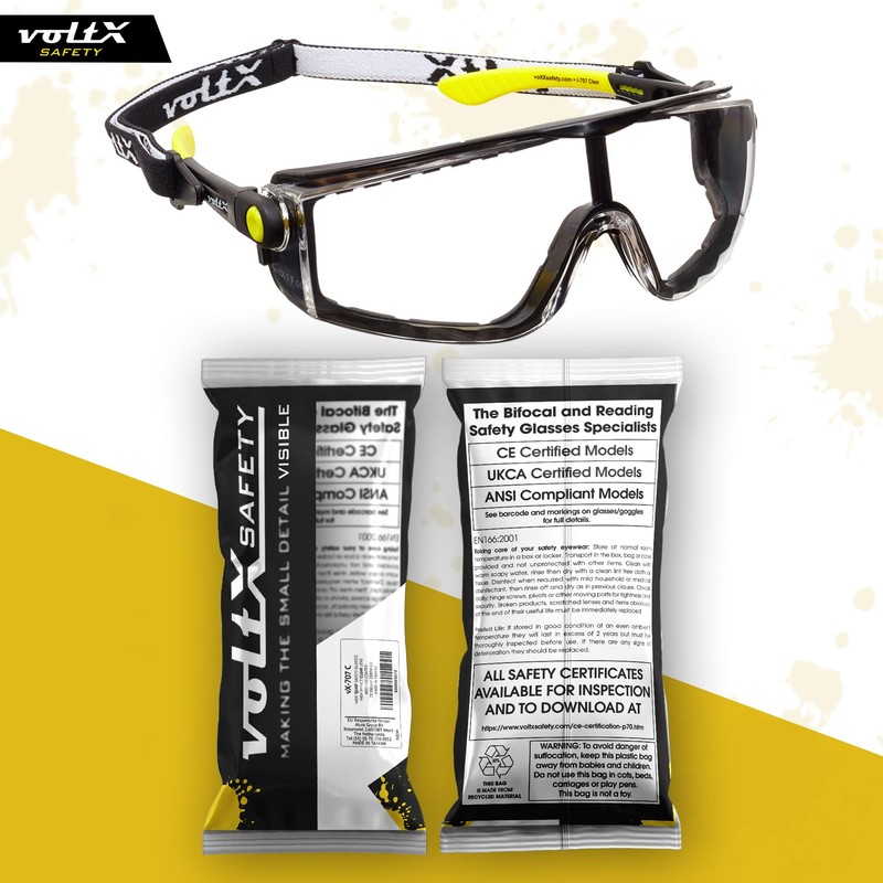 voltX 'QUAD' 4 in 1 CLEAR Lens Safety Glasses, with