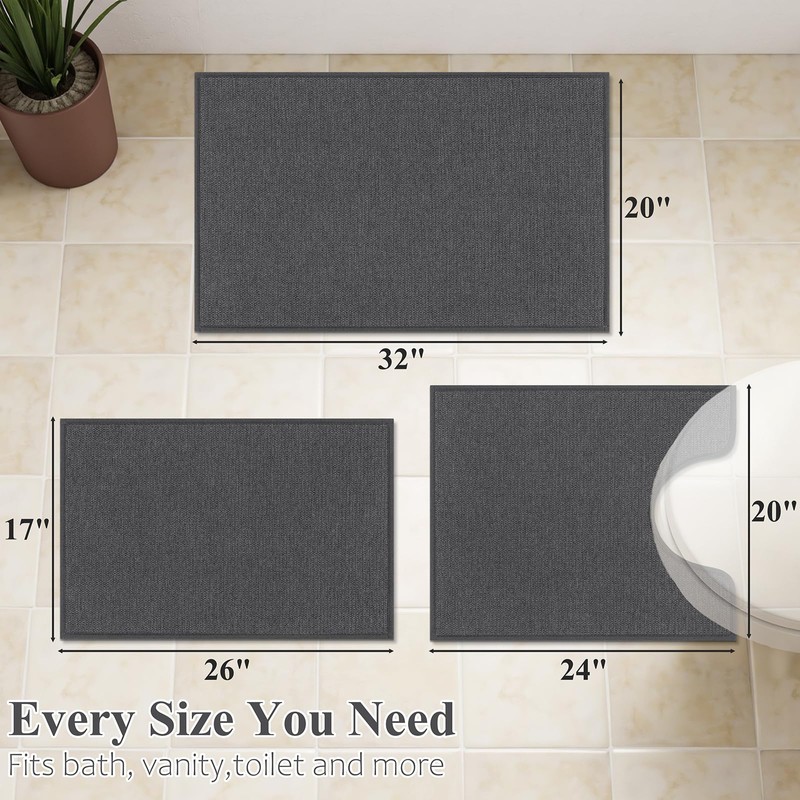 Ileading Bathroom Rugs Sets 3 Piece Non Slip Washable, Absorbent