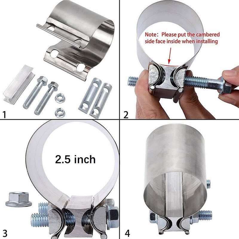 Stainless Steel 2.5" Butt Joint Exhaust Clamp (2Pcs)