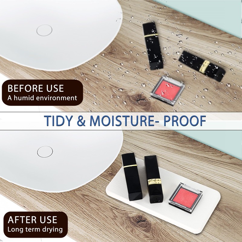 4PCS Water Absorbing Stone Tray, Quick Drying Diatomite Stone Sink