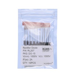 HUABAN 10pcs RL207 Rectifier Diode 2A 1000V DO-15 (DO-204AC) Axial 2 Amp 1000 Volt