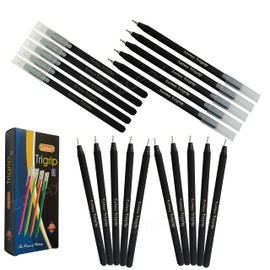 SAINO Trigrip Ballpoint Pens Triangular Grip Giga Pack Smooth Biros (20 x 0.7mm BLACK Ball Pens + iZOFAX Black Ball Pen)