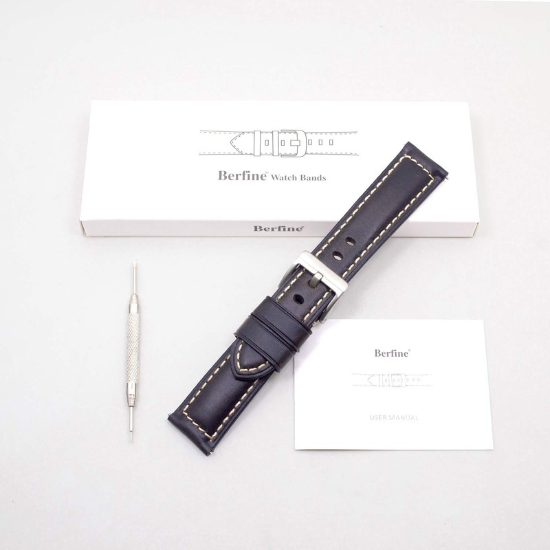 Berfine 18mm Quick Release Retro Leather Watch Band,Vintage Pull-up Leather