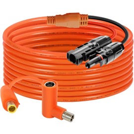 Behaunty Solar Connector to DC 8mm Adapter Cable 20FT, 12AWG + 14AWG Tinned Copper Wire with DC7909 to DC8020 Adapter, Heavy Duty Charging Cable for Portable Power Station, RV, Outdoor Camping