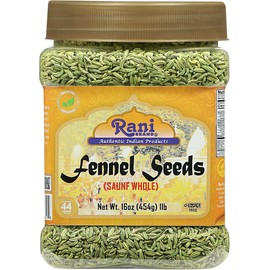 Rani Fennel Seeds (Saunf Sabut) Whole Spice 16oz (1lb) 454g PET Jar ~ All Natural | Gluten Friendly | NON-GMO | Kosher | Vegan | Indian Origin