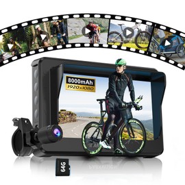 PARKVISION Bicycle Rear View Camera Recorder, 4.3'' 1080P Sunshade Monitor, 8000mAh Battery,Loop Recording, 64GB TF Card, Bike Front/Backup Cam for Mountain Ebike Road Bike