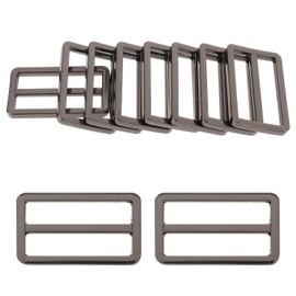 Pack of 8 Flat Metal Sliding Buckle Strap Holder Flat Belt Sliders Adjustable Belt Buckles Strap Adjuster Leather Craft Bag Belt Adjuster Slider for Strap Keeper Leathercraft, black