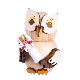 Kuhnert - Decoration / Wooden Figure - Mini Owl with Angel - Approx. 7 cm - Made in Germany