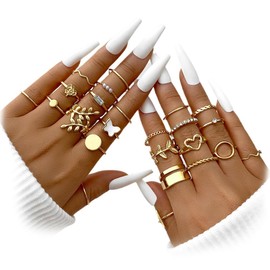 ZKGYUS 22 Piece Rings Set for Women Ankle Rings Stackable Open Thumb Rings for Women Trendy Stacking Rings Set Minimalist Finger Rings Set Gold