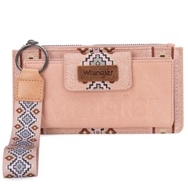 Wrangler Wallet Purse for Women Aztec Clutch Wristlet Wallet with Boho Credit Card Holder - Color: Prism Pink,Artist-Prism Pink