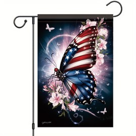 Starlit Patio Patriotic American Flag Butterfly Garden Flag 4th of July Memorial Day 12x18 Inch Double Sided Veterans Day Decorations Supplies for independence Day Decorative Yard Flag Decor Outside