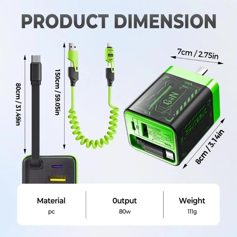 Unbranded 3-in-1 GaN Charger With Expandable 67W Maximum Fast Charging