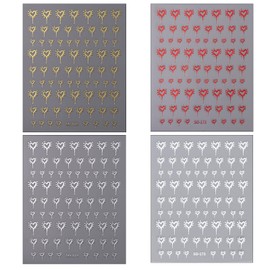 4 Sheets Heart Nail Art Stickers 3D-Self Adhesive Gold Silver Red White Nails Sticker Bronzing Dripping Blood Heart Nail Art Design French Nail Art Decoration for Women DIY Manicure Accessories