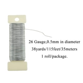 HAHIYO 26Gauge Silver Wire - 1 Roll, 38 Yards (115 Feet) Flexible Floral Wire for Crafts, Christmas Wreaths, Tree & Flower Arrangement, Wedding DIY