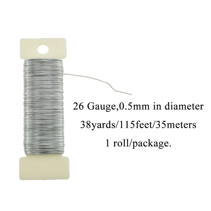 HAHIYO 26Gauge Silver Wire - 1 Roll, 38 Yards (115