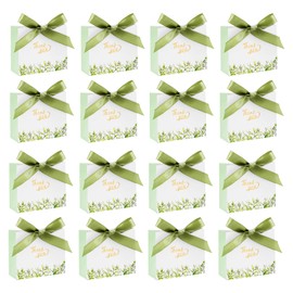 20 Pack 11.5× 10× 4cm Mini Thank You Gift Bags with Ribbons, Party Favour Bags for Wedding Baby Shower(Green)