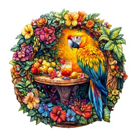 Wooden Puzzles for Adults, The parrot's tea-2 Jigsaw Puzzles for Adults, Wooden Puzzle for Family Game and Birthday Gift Idea for Friends (29 * 28.8cm,200pcs)