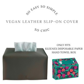 Aesthetic Vegan Leather Cover for Disposable Paper Hand Towel Box, Compatible with Kleenex Paper Hand Towels (Coffee)