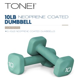 Tone Fitness 10 lb Neoprene Dumbbell Pair for Home Workouts – Non-Slip Design - Teal