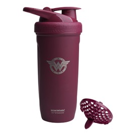 Smartshake Justice League Reforce - Botella de agua de acero inoxidable de 900 ml, DC Comics de acero inoxidable, taza de agua a prueba de fugas, coctelera de suplementos para deportes y gimnasio, sin