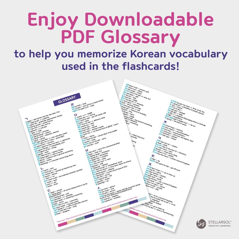 Stellarsol 55 Korean Slang Flashcards - 110 Popular Slang for