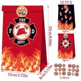 PQKL-party Fireman Party Bags, Fire Brigade Pinata, Fire Brigade Children's Birthday, Fireman Gift Bags, Key Ring, Snap Bracelet, Temporary Tattoos, Fire Brigade Toy for Boys